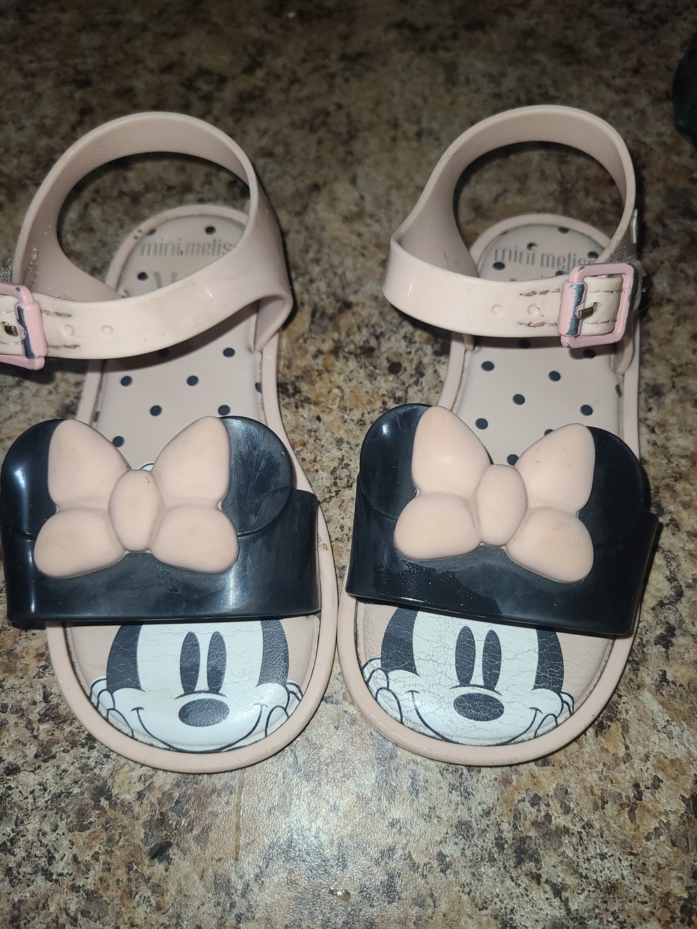 Mini Melissa Girls' Pink Minnie Bow Jelly Sandals